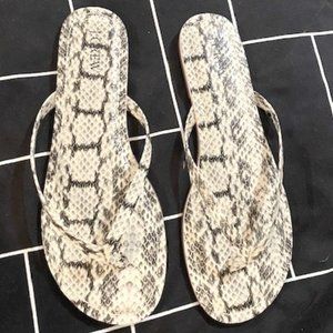 J. Crew Snake print strap flip flops